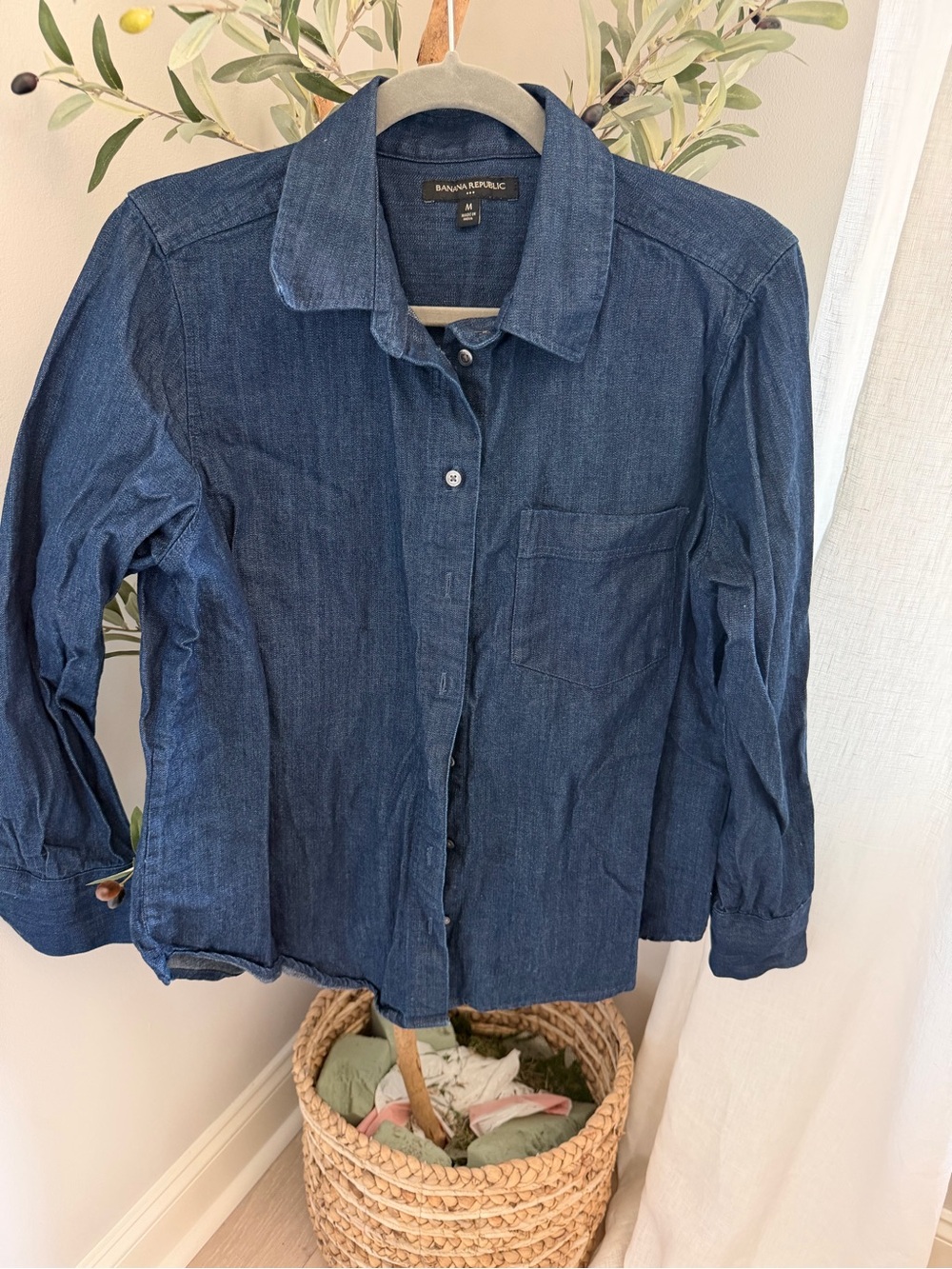 Banana Republic Dark Blue Denim Button-Down Shirt
